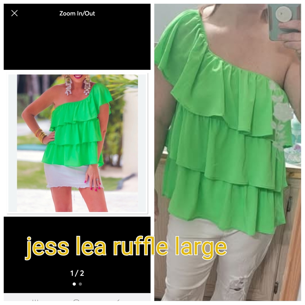 Jess Lea Vibrant Green Ruffle Blouse